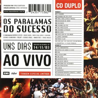 CD Os Paralamas Do Sucesso - Uns Dias Ao Vivo