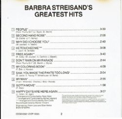 CD Barbra Streisand - Streisands Greatest Hits