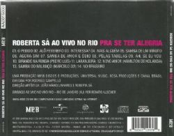 CD Roberta Sa -  Ao Vivo No Rio: Pra Se Ter Alegria
